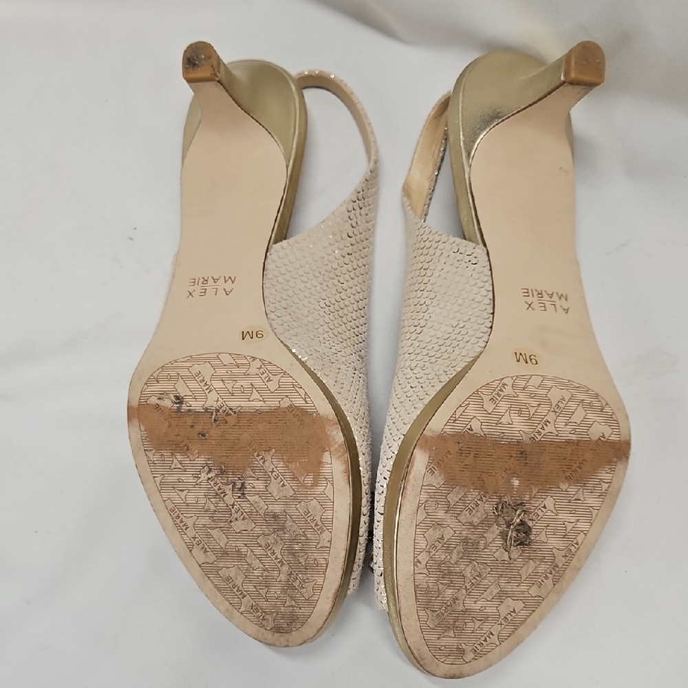 Alex Marie Marla Rhinestone Beaded Gold Pump Heel - Picture 6 of 10